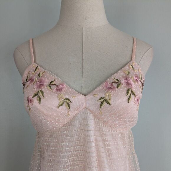 Vintage Sue Wong Mini Dress 2 Pink Y2K Fairy Nymph Floral Babydoll Lace Bead - Picture 8 of 14